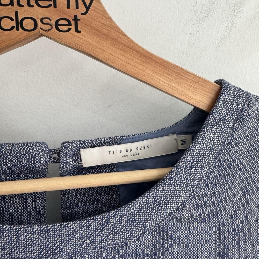 7115 By Szeki Womens Linen Blend Blue Shirt Dreee Lagenlook Medium Designer - Picture 3 of 4